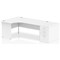 Impulse 1800mm Corner Desk with 800mm Desk High Pedestal, Left Hand, Panel End Leg, White