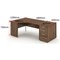 Impulse Panel End Corner Desk with 800mm Pedestal, Left Hand, 1800mm Wide, Walnut, Installed