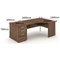 Impulse Panel End Corner Desk with 800mm Pedestal, Right Hand, 1600mm Wide, Walnut, Installed