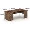 Impulse Panel End Corner Desk with 800mm Pedestal, Right Hand, 1800mm Wide, Walnut, Installed