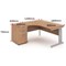 Impulse Plus Corner Desk with 600mm Pedestal, Left Hand, 1600mm Wide, Silver Cable Managed Legs, Beech, Installed