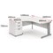 Impulse Plus Corner Desk with 600mm Pedestal, Left Hand, 1600mm Wide, Silver Cable Managed Legs, White, Installed