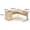 Impulse Plus Corner Desk with 600mm Pedestal, Left Hand, 1600mm Wide, Silver Cable Managed Legs, Maple, Installed