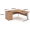 Impulse Plus Corner Desk with 600mm Pedestal, Left Hand, 1800mm Wide, Silver Cable Managed Legs, Beech, Installed