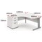 Impulse 1800mm Corner Desk with 600mm Desk High Pedestal, Left Hand, Silver Cable Managed Leg, White