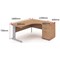 Impulse 1600mm Corner Desk with 600mm Desk High Pedestal, Right Hand, Silver Cable Managed Leg, Beech