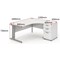 Impulse Plus Corner Desk with 600mm Pedestal, Right Hand, 1600mm Wide, Silver Cable Managed Legs, White, Installed