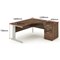 Impulse Plus Corner Desk with 600mm Pedestal, Right Hand, 1600mm Wide, Silver Cable Managed Legs, Walnut, Installed