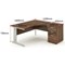 Impulse 1600mm Corner Desk with 600mm Desk High Pedestal, Right Hand, Silver Cable Managed Leg, Walnut