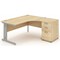 Impulse Plus Corner Desk with 600mm Pedestal, Right Hand, 1600mm Wide, Silver Cable Managed Legs, Maple, Installed
