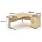 Impulse 1600mm Corner Desk with 600mm Desk High Pedestal, Right Hand, Silver Cable Managed Leg, Maple