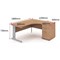 Impulse Plus Corner Desk with 600mm Pedestal, Right Hand, 1800mm Wide, Silver Cable Managed Legs, Beech, Installed