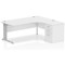 Impulse 1800mm Corner Desk with 600mm Desk High Pedestal, Right Hand, Silver Cable Managed Leg, White Impulse 1800mm Corner Desk with 600mm Desk High Pedestal, Right Hand, Silver Cable Managed Leg, White