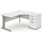 Impulse Plus Corner Desk with 600mm Pedestal, Right Hand, 1800mm Wide, Silver Cable Managed Legs, White, Installed