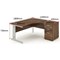 Impulse Plus Corner Desk with 600mm Pedestal, Right Hand, 1800mm Wide, Silver Cable Managed Legs, Walnut, Installed