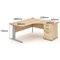 Impulse Plus Corner Desk with 600mm Pedestal, Right Hand, 1800mm Wide, Silver Cable Managed Legs, Maple, Installed