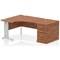 Impulse 1400mm Corner Desk with 800mm Desk High Pedestal, Left Hand, Silver Cable Managed Leg, Walnut
