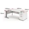 Impulse Plus Corner Desk with 800mm Pedestal, Left Hand, 1600mm Wide, Silver Cable Managed Legs, White, Installed
