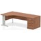 Impulse 1800mm Corner Desk with 800mm Desk High Pedestal, Left Hand, Silver Cable Managed Leg, Walnut