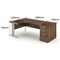 Impulse Plus Corner Desk with 800mm Pedestal, Left Hand, 1800mm Wide, Silver Cable Managed Legs, Walnut, Installed