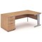Impulse Plus Corner Desk with 800mm Pedestal, Right Hand, 1600mm Wide, Silver Cable Managed Legs, Beech, Installed