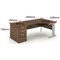 Impulse Plus Corner Desk with 800mm Pedestal, Right Hand, 1600mm Wide, Silver Cable Managed Legs, Walnut, Installed