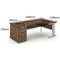 Impulse 1600mm Corner Desk with 800mm Desk High Pedestal, Right Hand, Silver Cable Managed Leg, Walnut