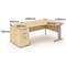 Impulse Plus Corner Desk with 800mm Pedestal, Right Hand, 1600mm Wide, Silver Cable Managed Legs, Maple, Installed