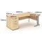 Impulse 1600mm Corner Desk with 800mm Desk High Pedestal, Right Hand, Silver Cable Managed Leg, Maple