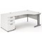 Impulse Plus Corner Desk with 800mm Pedestal, Right Hand, 1800mm Wide, Silver Cable Managed Legs, White, Installed