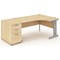 Impulse Plus Corner Desk with 800mm Pedestal, Right Hand, 1800mm Wide, Silver Cable Managed Legs, Maple, Installed