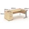 Impulse Plus Corner Desk with 800mm Pedestal, Right Hand, 1800mm Wide, Silver Cable Managed Legs, Maple, Installed