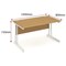 Impulse Rectangular Desk, 1400mm Wide, Silver Legs, Oak, Installed