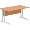 Impulse 1400mm Rectangular Desk, Silver Cantilever Leg, Oak