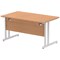 Impulse 1400mm Rectangular Desk, Silver Cantilever Leg, Oak