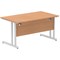 Impulse 1400mm Rectangular Desk, Silver Cantilever Leg, Oak