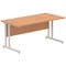 Impulse 1600mm Rectangular Desk, Silver Cantilever Leg, Oak