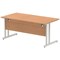 Impulse 1600mm Rectangular Desk, Silver Cantilever Leg, Oak