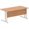 Impulse 1600mm Rectangular Desk, Silver Cantilever Leg, Oak