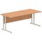 Impulse 1800mm Rectangular Desk, Silver Cantilever Leg, Oak