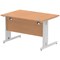 Impulse 1200mm Rectangular Desk, Silver Cable Managed Leg, Oak