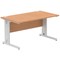 Impulse 1400mm Rectangular Desk, Silver Cable Managed Leg, Oak
