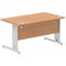 Impulse 1400mm Rectangular Desk, Silver Cable Managed Leg, Oak
