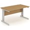 Impulse Plus Rectangular Desk, 1600mm Wide, Silver Cable Managed Legs, Oak, Installed