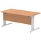 Impulse 1600mm Rectangular Desk, Silver Cable Managed Leg, Oak