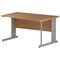 Impulse Plus Wave Desk, Right Hand, 1400mm Wide, Silver Cable Managed Legs, Oak