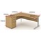 Impulse Corner Desk with 600mm Pedestal, Left Hand, 1600mm Wide, Silver Legs, Oak, Installed