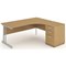 Impulse Corner Desk with 600mm Pedestal, Right Hand, 1600mm Wide, Silver Legs, Oak, Installed