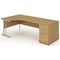 Impulse Corner Desk with 800mm Pedestal, Left Hand, 1800mm Wide, Silver Legs, Oak, Installed
