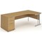 Impulse Corner Desk with 800mm Pedestal, Right Hand, 1800mm Wide, Silver Legs, Oak, Installed
